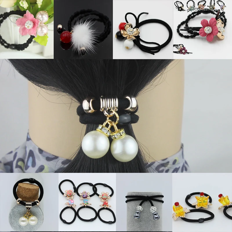 isnice Rhinestones Ponytail Hair Band Rope Hair Clips For Women