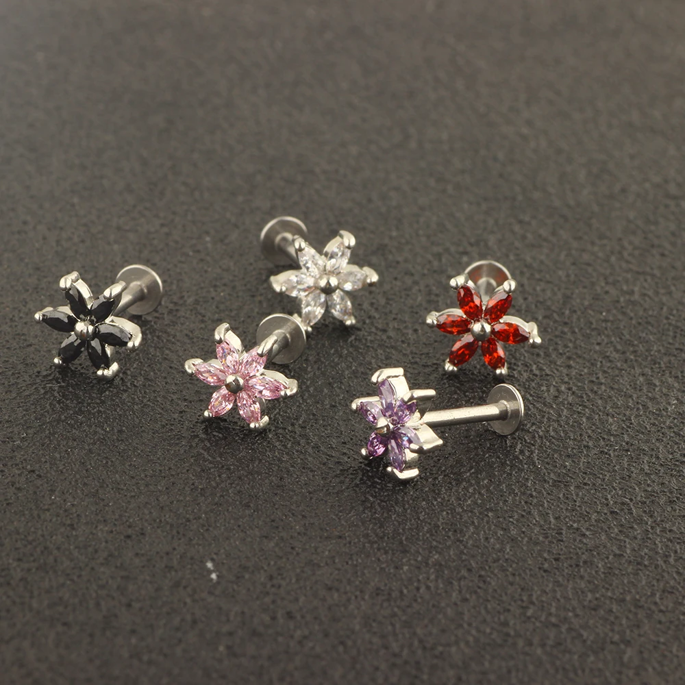 JUNLOWPY Lip Rings Ear Stud Stainless Silver Gold Labret Ring Cartilage Helix Tragus Earring Body Piercings Jewelry Mix 5 Colors