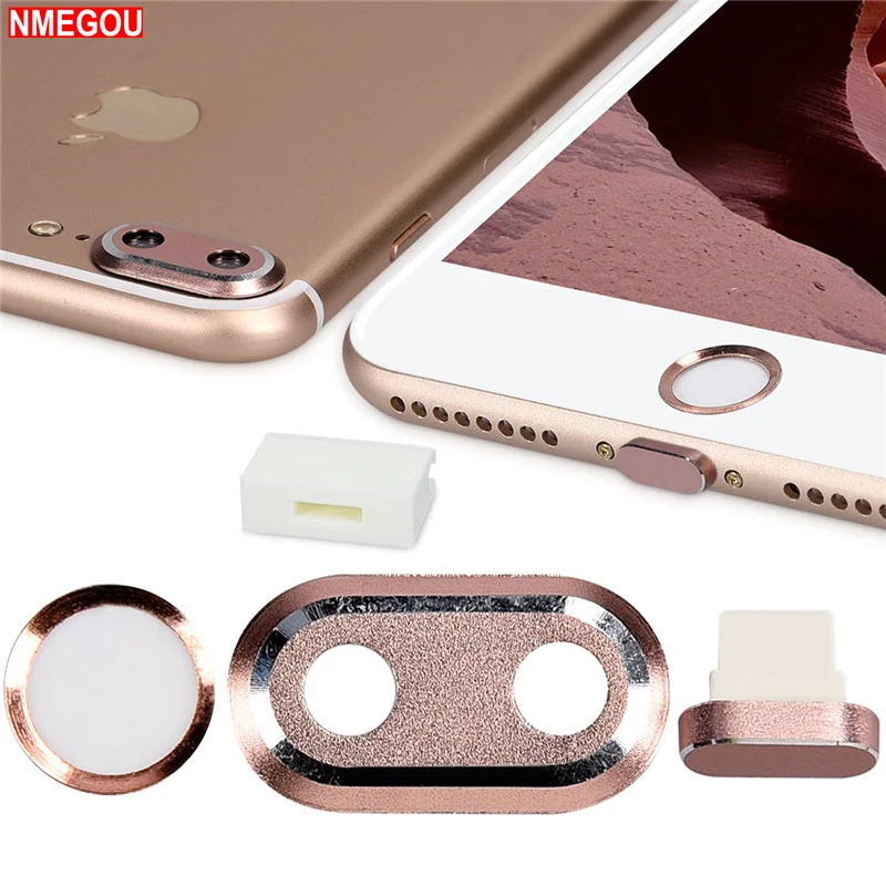 

4 In 1 Phone Protective Set for IPhone X 7 8 Plus IPhone7 IPhone8 IPhonex Touch Id Home Button Sticker & Dust Plug Len Protector