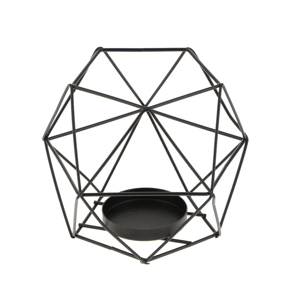 3D геометрический свадебный красочный Подсвечник чайный светильник для свадебной вечеринки украшение дома светильник настроения s Держатели - Цвет: Black
