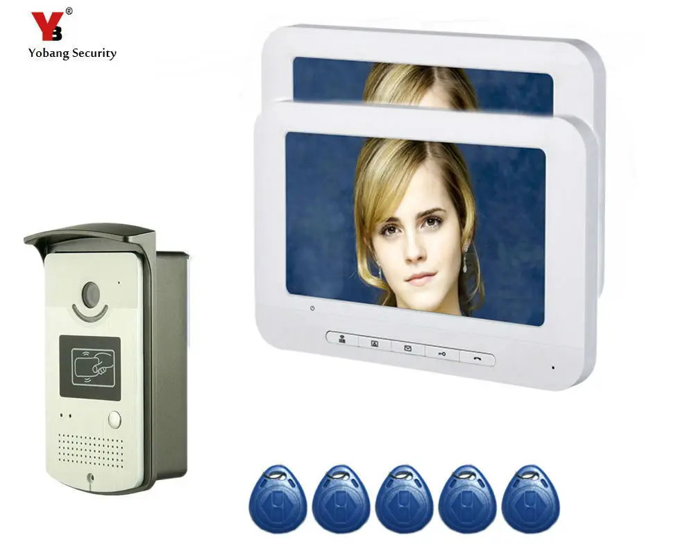 

Yobang Security RFID Access Control 7''Inch Wired Video Door Phone System Visual Video Intercom Doorbell Monitor Camera Kit