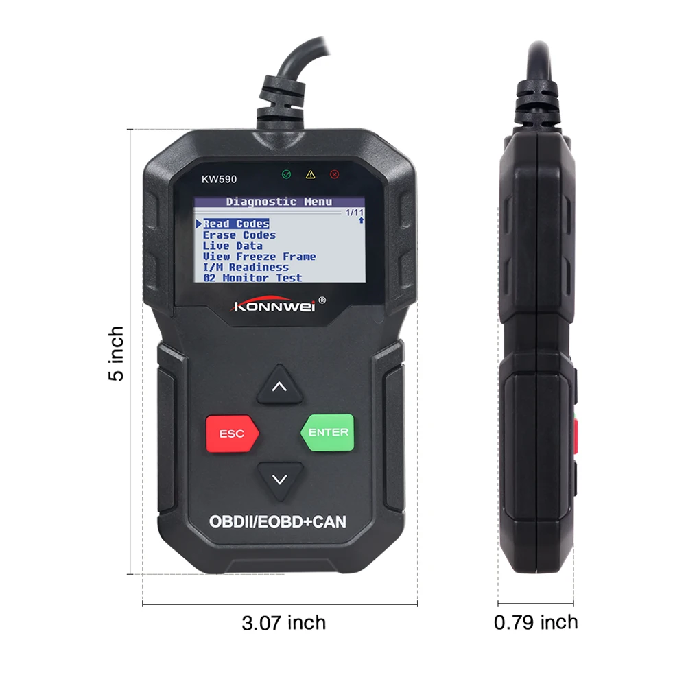 KONNWEI KW590 Поддержка нескольких языков полная функция ODB2 автоматический считыватель кодов Автоматическая Диагностика сканер ODB 2 диагностический инструмент