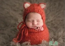 Nouveau-né Renard Chapeau Avec Enveloppe Correspondant Accessoires Photo Bébé Écharpe Photographie Props