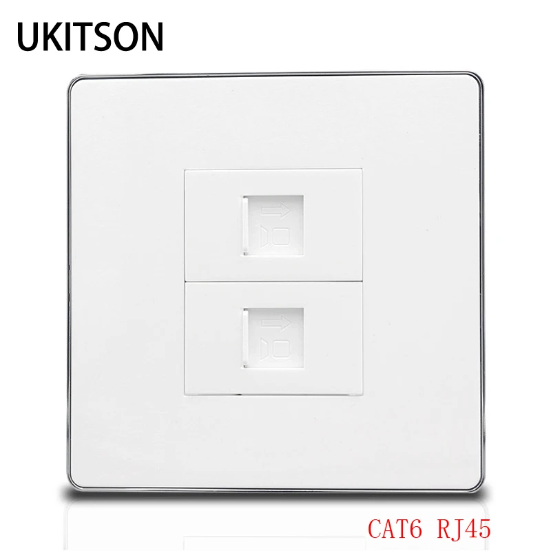 

2 Plugs CAT6 RJ45 Connector Wall Panel Two Sockets Network LAN For Office Home Internet Cover