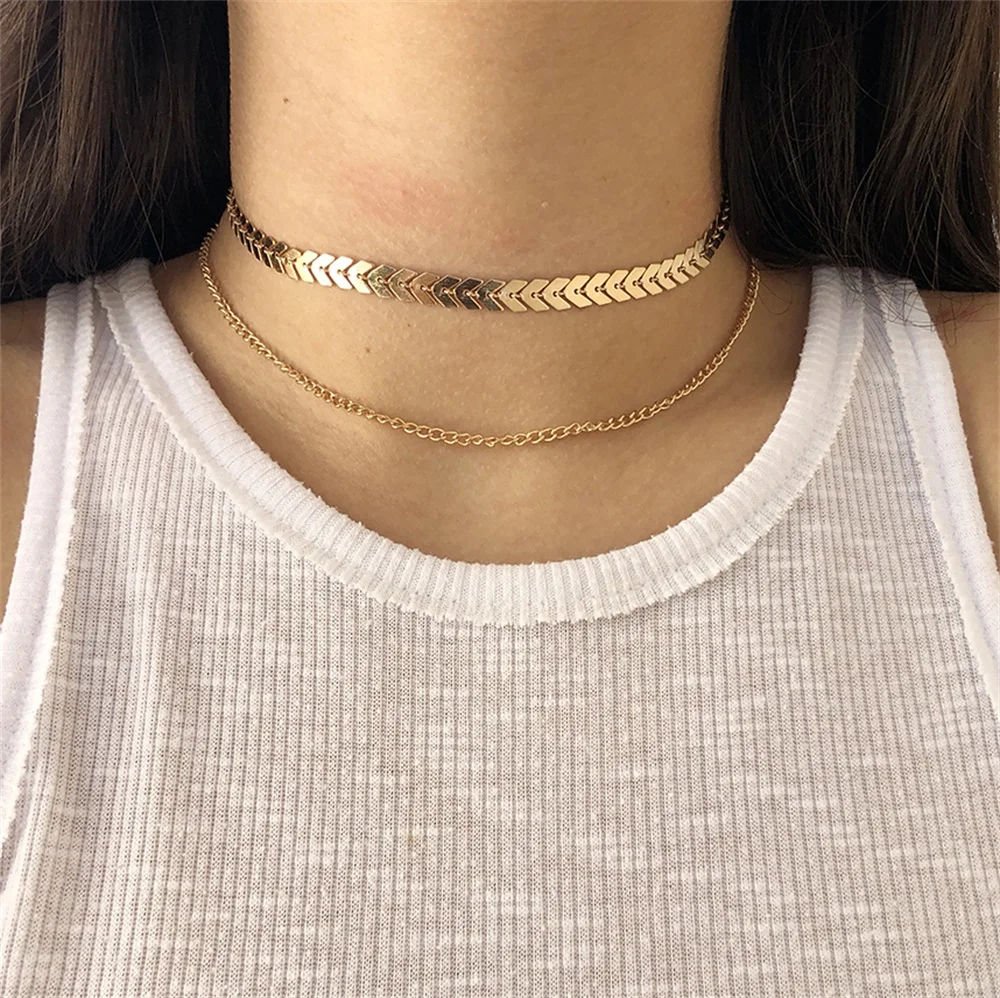 

Multi Chain Choker Two Layers Tassel Chain Choker Necklace chocker Jewelry collana Bijoux Femme Joyas mujer Collier ras du cou