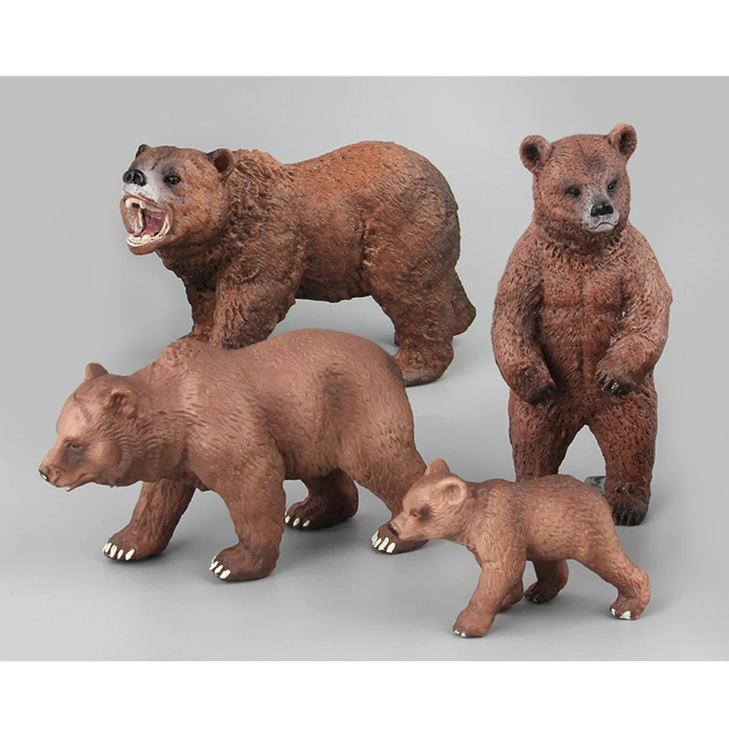 

4Pcs Lifelike Brown Bear Model Figure, for Kids and Toddlers, Science Nature Educational Toy, Birthday Present