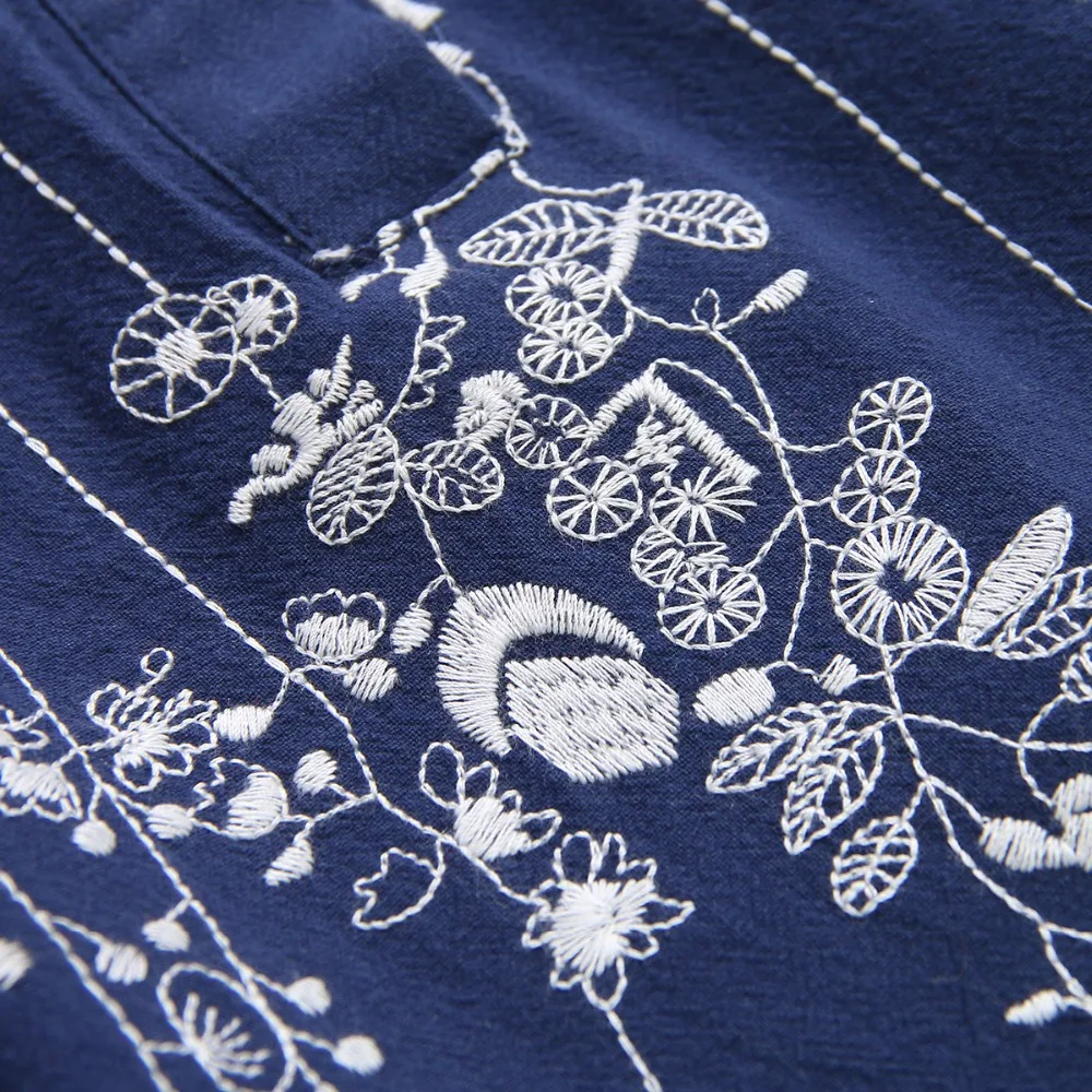 Plus size mandarin collar long sleeve blouses women 2018 Embroidered red & white & dark blue shirt Spring & autumn ladies tops Plus size mandarin collar long sleeve blouses women 2018 Embroidered red & white & dark blue shirt Spring & autumn ladies tops