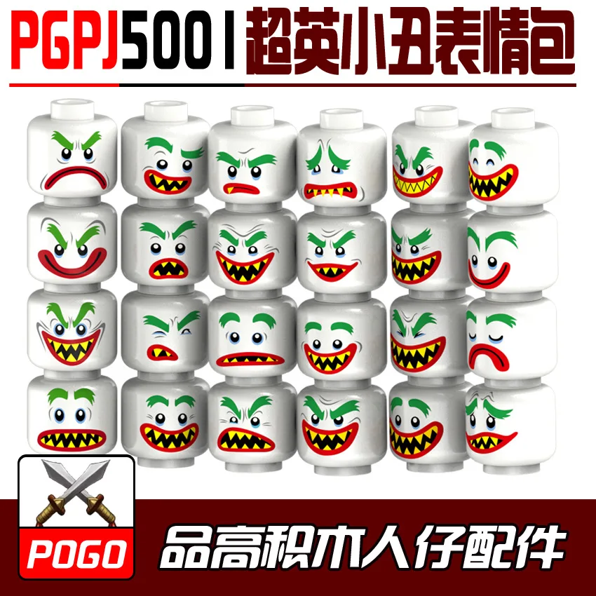 

POGO 24pcs Building Blocks Joker Face Emoji Expression DC Super Hero Color Cool Man Kids DIY Xmas Toys Hobbies