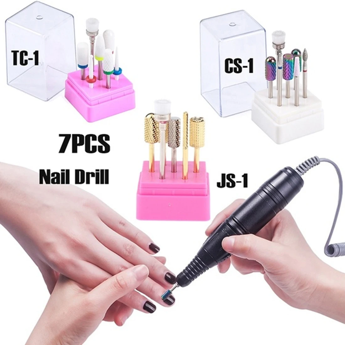 7 Hole Nail Drill Bits Holder Stand Display Nail Drill Bit Files Storage Box Stand Display Nail Drill Bit Box Organizer Containe