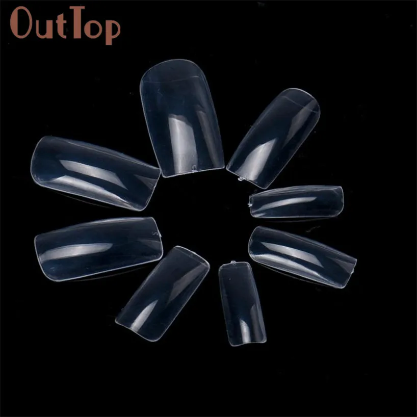 OutTop натуральный цвет 100 шт акриловые накладные ногти для дизайна ногтей, полностью накладные наклейки для ногтей, накладные ногти, покрытие для ногтей, 17dec6