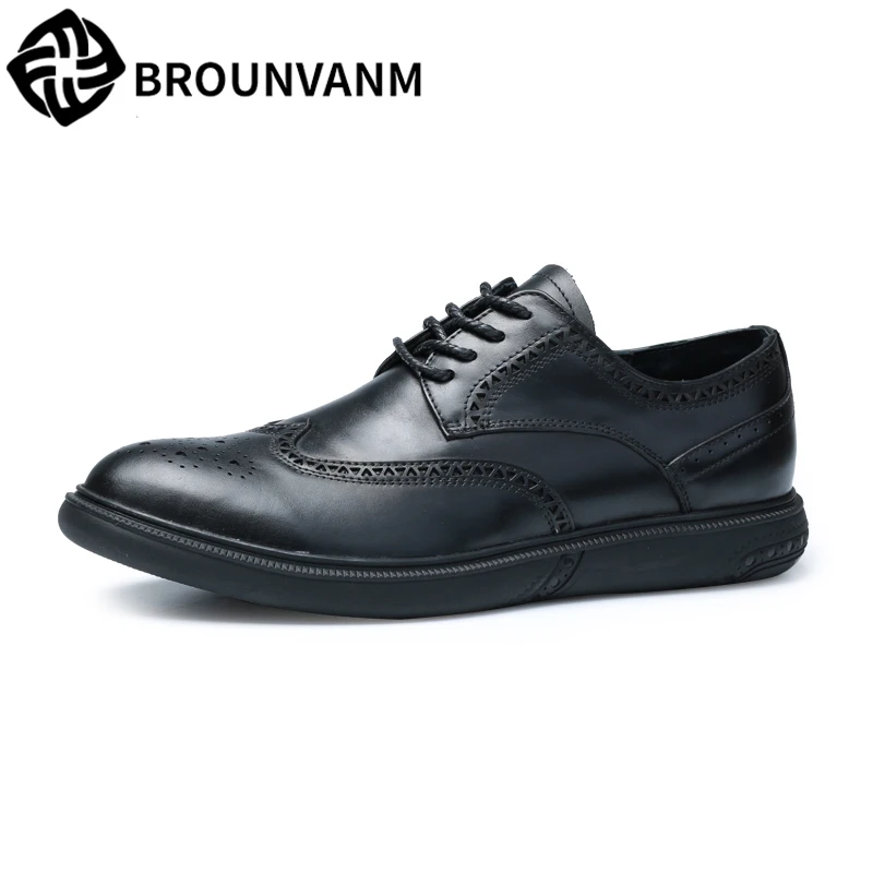 

Casual real leather shoes male Bullock carved autumn winter British retro men's business shoes all-match cowhide Leisure shoes