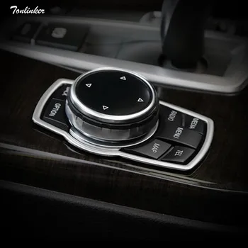

Tonlinker 1 PCS Car DIY ABS or Stainless Steel Three Color Multimedia Buttons Light Box Cover Case Stickers for Bmw 5 7 Series
