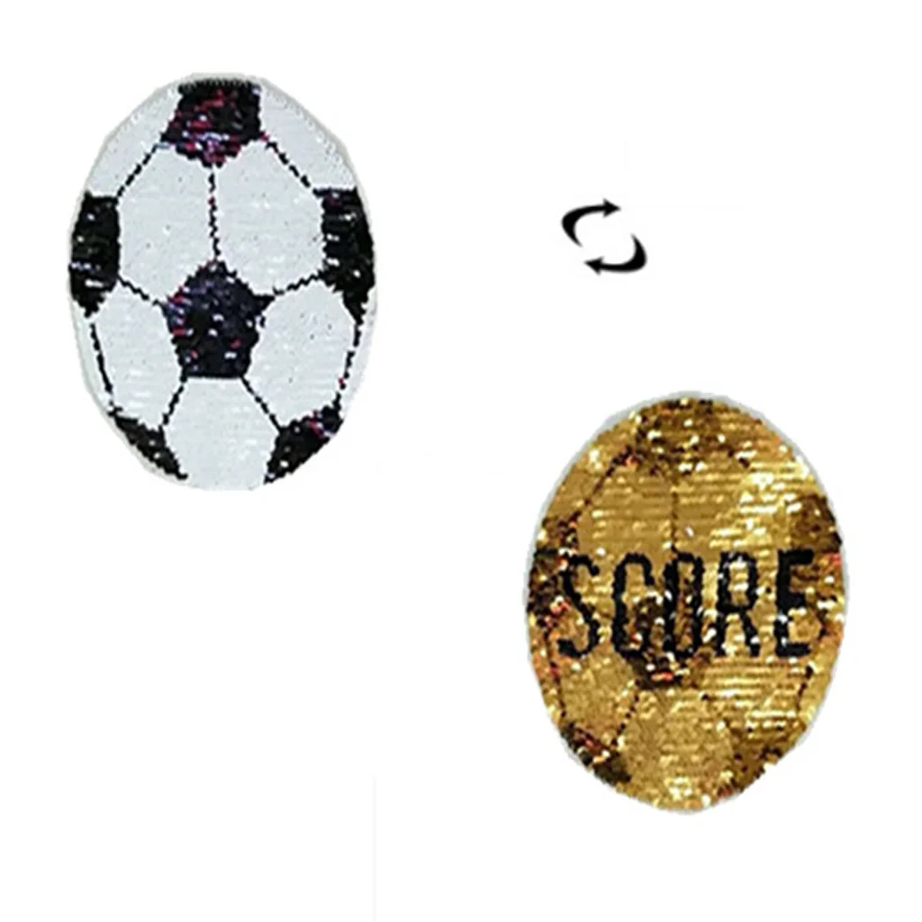 Reversible Football Sequins Patch Embroidery DIY Sew on Patches for Clothes T-shirt Jeans Clothing Bags