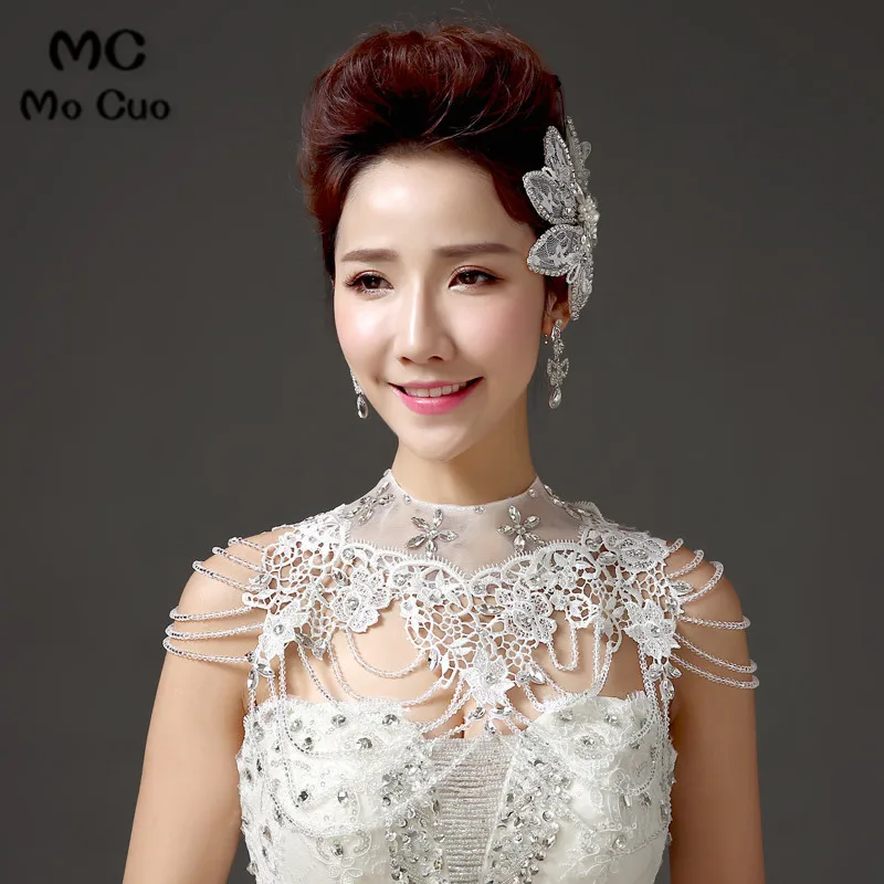 

In Stock 2018 Luxurious Crystal Jewelry Bridal Wraps Appliques Wedding Shawl Jacket Bolero Jacket Beaded Bridal