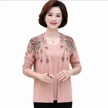 

2017 New Autumn And Winter Long-sleeved Round Neck Printing Two-piece Loose Cashmere Cardigan Sweater Chompas Mujer QH0273