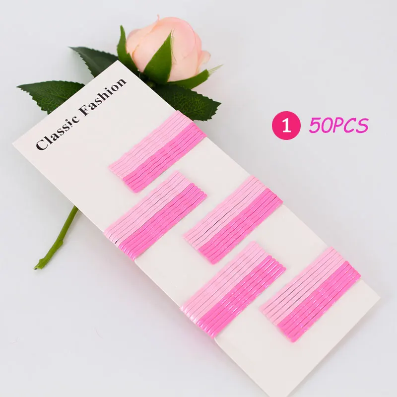 40/50pcs 5.5/6cm Hair Clip for Hair Clips Wave Flat Curved Hairpin Styling Metal Barrette Candy Color Bobby Pins for Women Girls