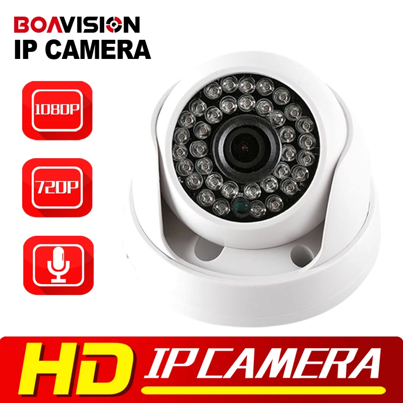 BOAVISION CMOS 720P 1080P IP Dome Camera Audio WIFI Optional IR 20M Night Vision 3.6mm Lens 1.0MP 2MP Security CCTV Camera P2P