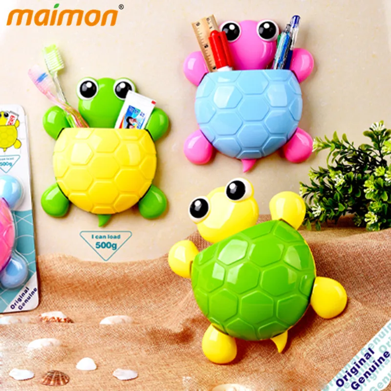 

Cute Minion Turtle Kids Suction Toothpaste Toothbrush Holder Set Children Bathroom Wall Cartoon Plastic Sucker Storage Case