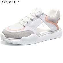 RASMEUP/женские босоножки на плоской платформе; коллекция года; сезон лето; Модные женские босоножки на шнуровке; удобная повседневная шикарная женская обувь; обувь розового цвета
