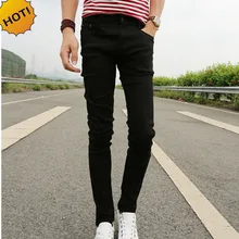 New 2017 Spring Summer Skinny jeans mens leisure stretch feet pants tight black length trousers Cheap Pencil Pants Men wholesale