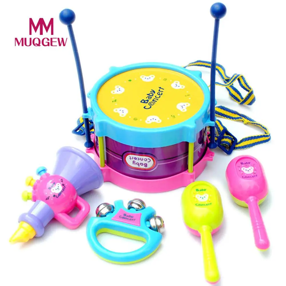 MUQGEW Brand Classic Toys 5pcs Noise Maker Happy Kids Baby Roll Drum