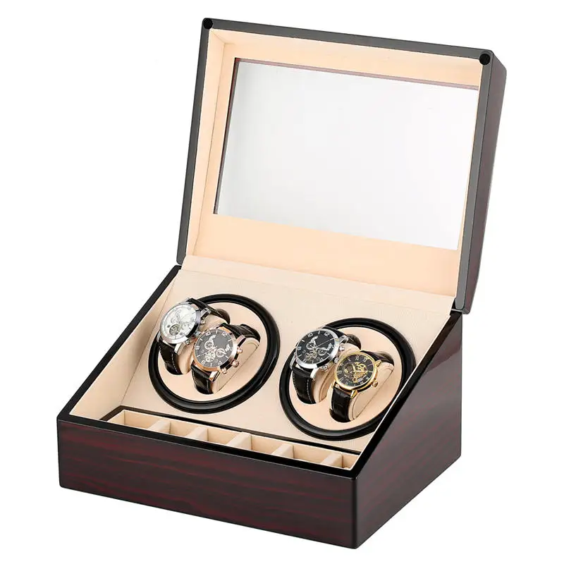 

Automatic Watch Winder Box Watch Winding Winder Storage Case Watch Collection 4+6 Display Silent Double AU/EU/US/UK plug