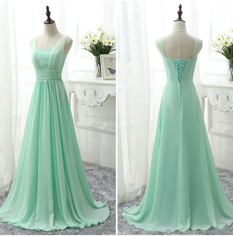Custom Made Size Color Long Mint Green Bridesmaid Dress Royal Blue Pink Chiffon Vestido Cheap Dresses Sweet Memory | Свадьбы и