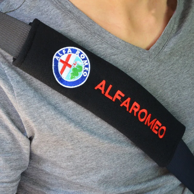 

2pcs/set Universal Cotton Seat belt Shoulder Pads covers emblems for Alfa romeo 159 147 156 Badges auto accessories Car-styling