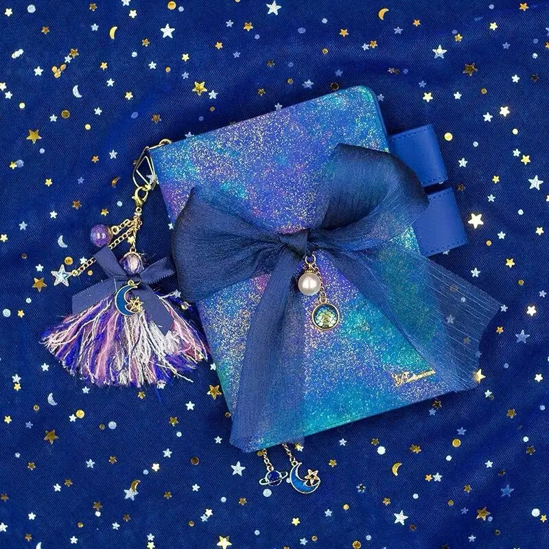 Новинка A5 A6 красивый Kawaii Blue Star Bling Notebook дневник Еженедельный план руководство