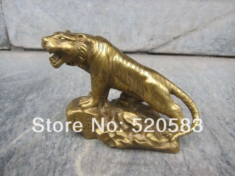 

Chinese Buddhism Fengshui Bronze brass Tiger statue Figures a