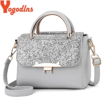 

Yogodlns Fashion New Ladies Sequin Square bag High quality PU Leather Women Designer Luxury Handbag Mini Shoulder Messenger Bag