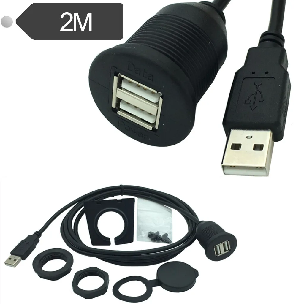Два порта USB водонепроницаемый кабель приборной панели автомобиля аудио