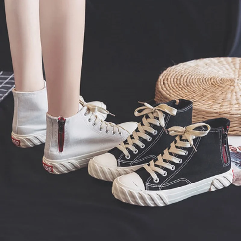 

2019 spring new high-top canvas shoes women's shoes Korean version of the wild student tide shoes shoes tide