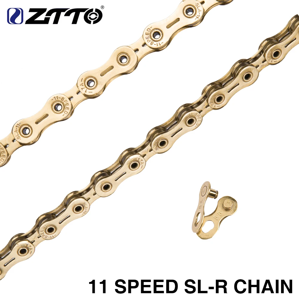 Perfect ZTTO 11 Speed Golden SLR Chain 11s 22 s MTB Mountain Bike Road Bicycle ultralight Parts Durable Gold Chains for parts K7 2