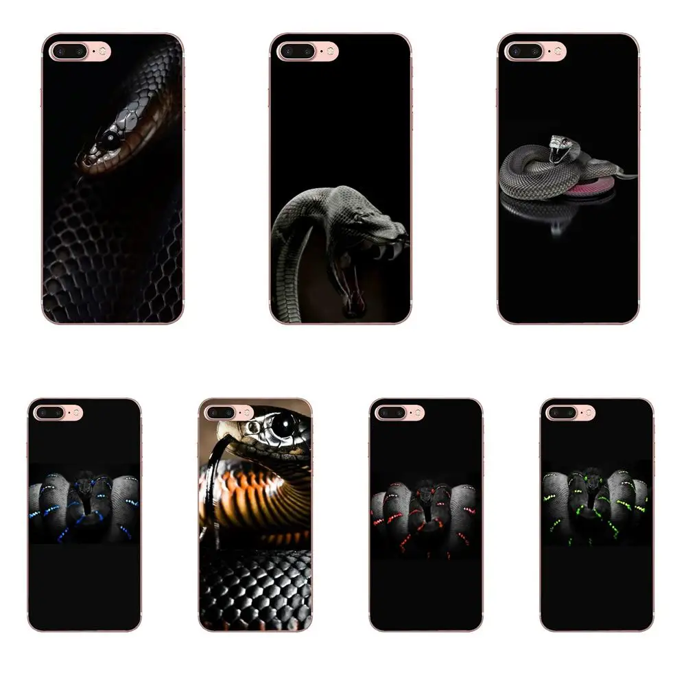

For Samsung Galaxy Note 5 8 9 S3 S4 S5 S6 S7 S8 S9 S10 mini Edge Plus Lite Phone Soft Shell Cool Black Mamba Snake