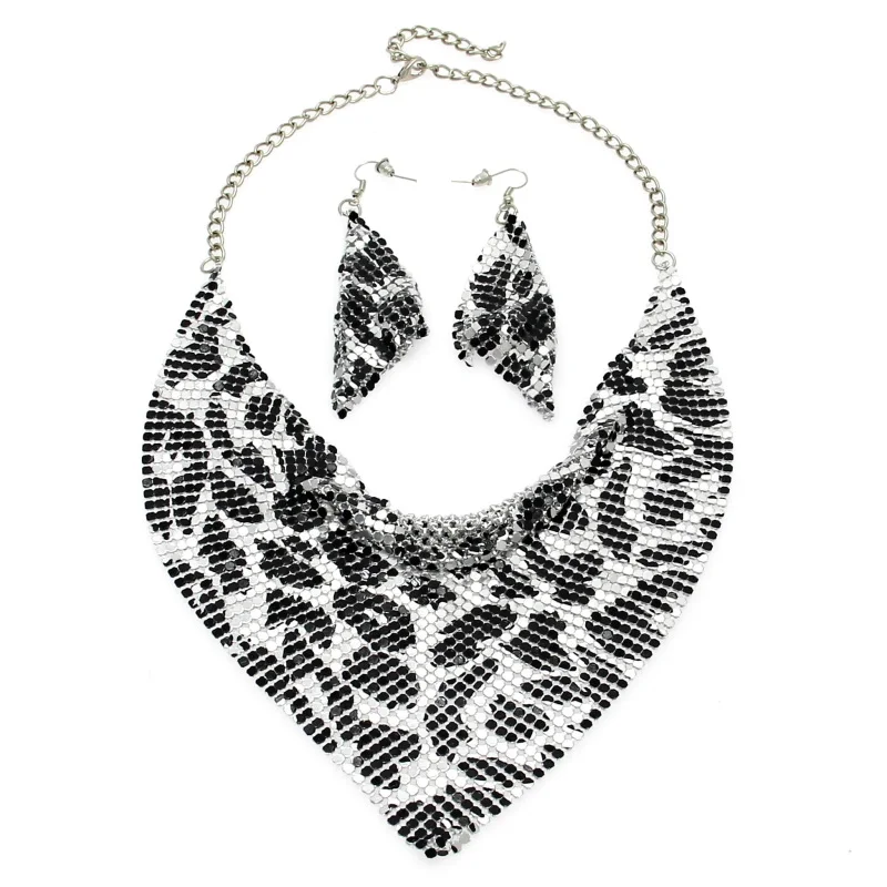 MANILAI Indian Jewelry Set Chic Style Shining Metal Slice Bib Choker Necklaces Earrings Party Wedding Fashion Jewelry Sets 2018