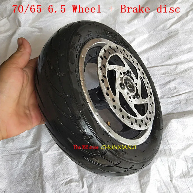 Super 10 inch Front wheel 70/65-6.5 tyre tubeless vacuum tire and alloy  hub with Brake disc for electric scooter