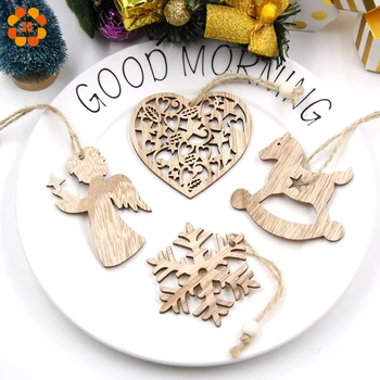 

20PCS DIY Christmas Snowflakes&Deer&Tree Wooden Pendants Ornaments Kids Birthday/Wedding/Christmas Party Decorations Kids Gifts