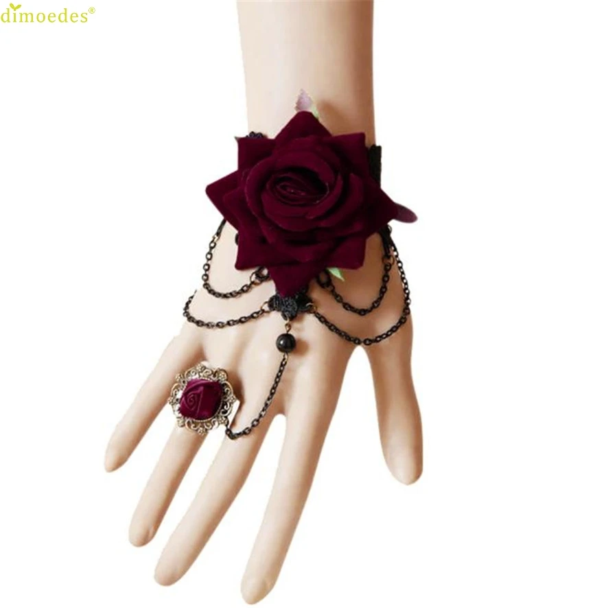 

HOT Brand Halloween Retro Luxury Tassel Bracelet Red Roses