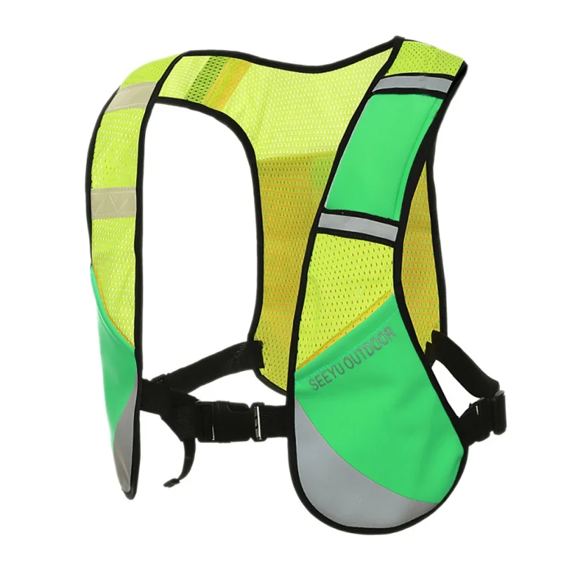 Многофункциональный светоотражающий жилет высокая видимость светоотражающий жилет оборудование для безопасности ночные топы для марафона бег Гонки Велоспорт - Цвет: Зеленый