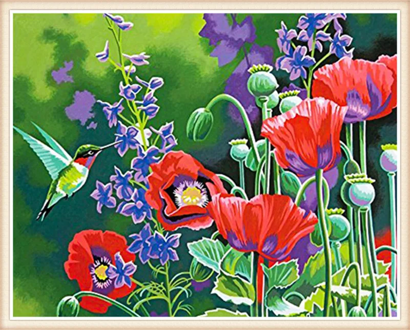 

DIY Diamond Painting Hummingbirds and flowers cube drill Cross Stitch Diamond Mosaic Diamond Embroidery Patterns Rhinestones