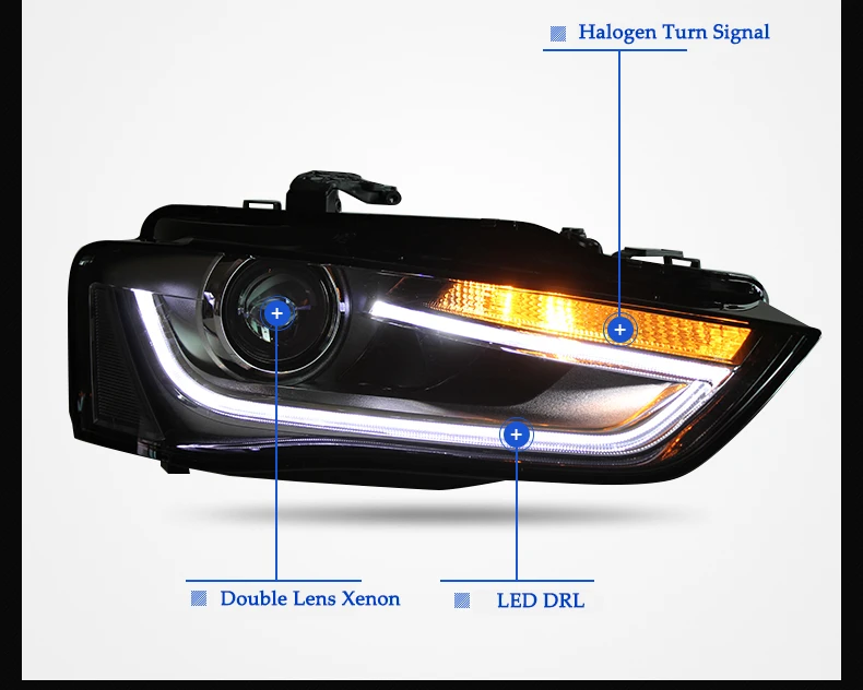 D-YL автомобильный Стайлинг для Audi A4L фары Audi A4 2013- светодиодный головной фонарь H7 D2H Hid вариант Ангел глаз биксеноновые фары