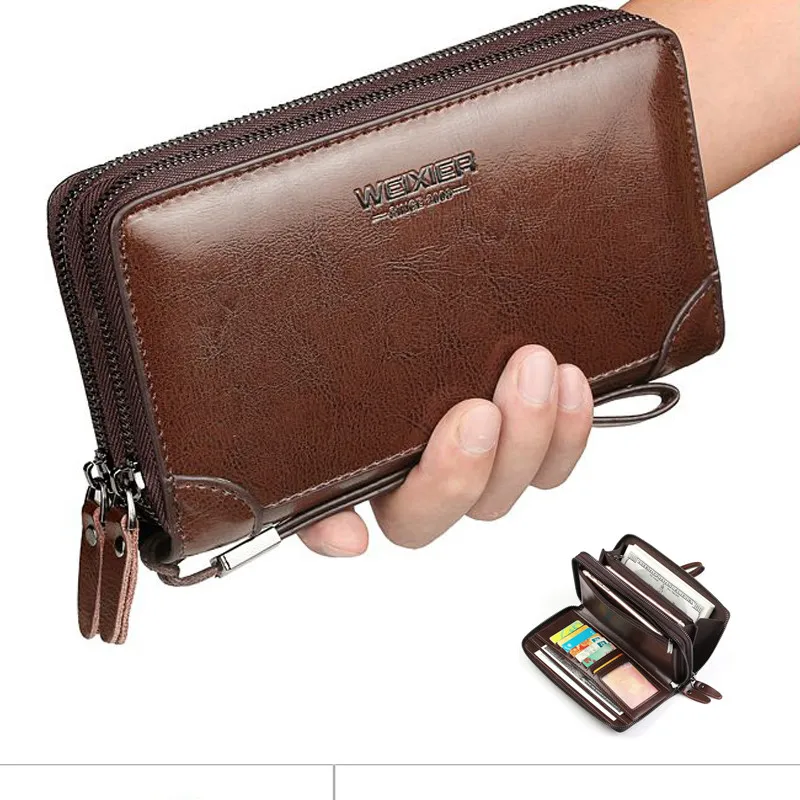 Men Business Wallet Long Pu Leather Phone Clutch Purse Hand Bag Zipper  Large New