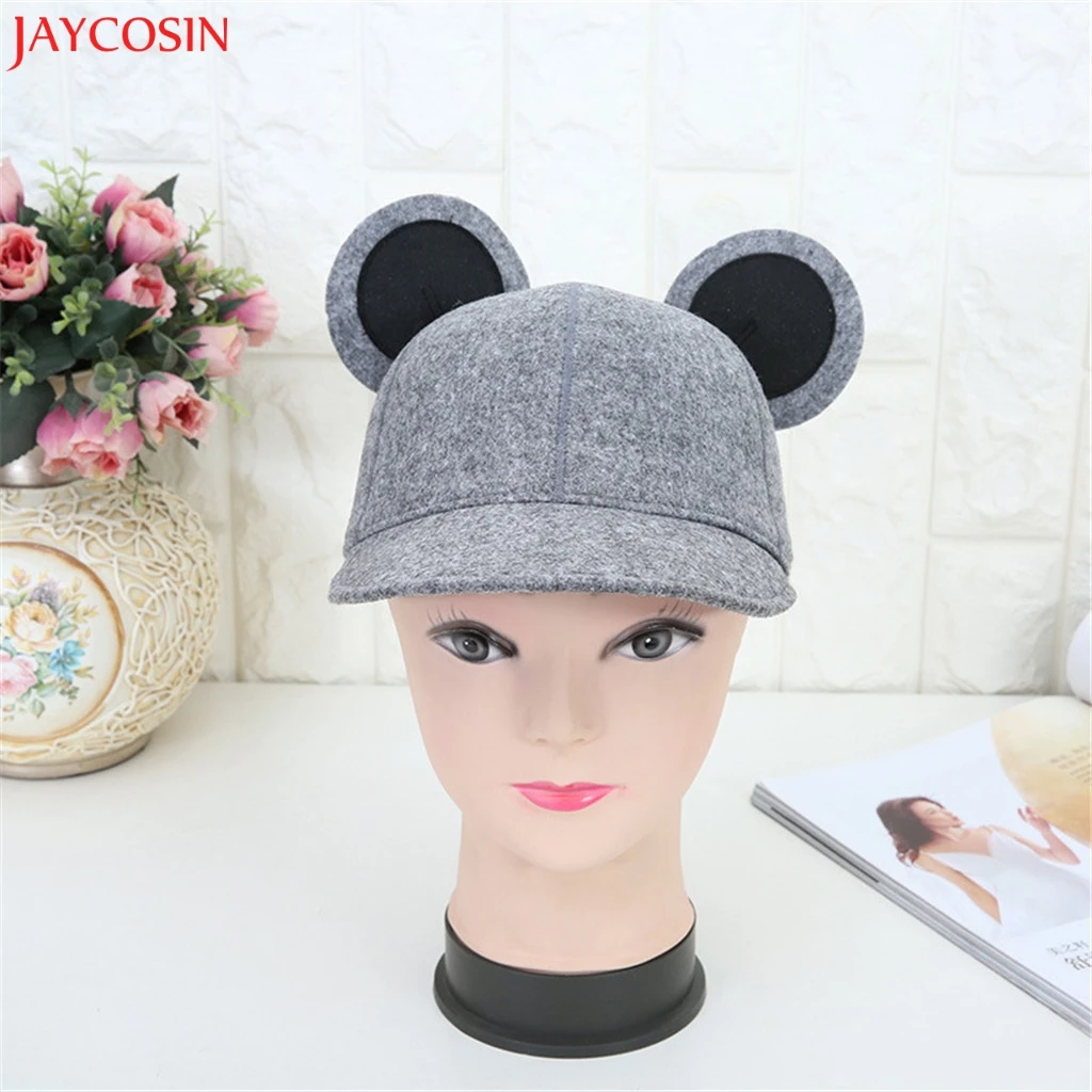 JAYCOSIN 1 шт. женская теплая шерсть фетровая шляпа с трехмерными ушками Женская Шерстяная кепка Милая Повседневная Кепка с ушками z1211