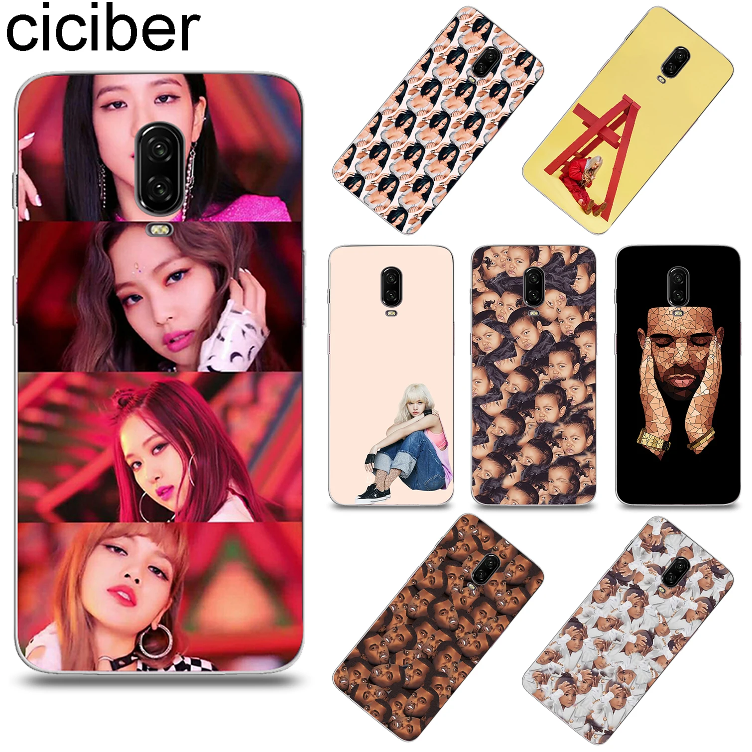 

ciciber Kardashian Billie Eilish Cover for Oneplus 6 6T 5 5T Back Clear Soft Silicone TPU Phone Cases for 1+ 6 6T 5 5T Fundas
