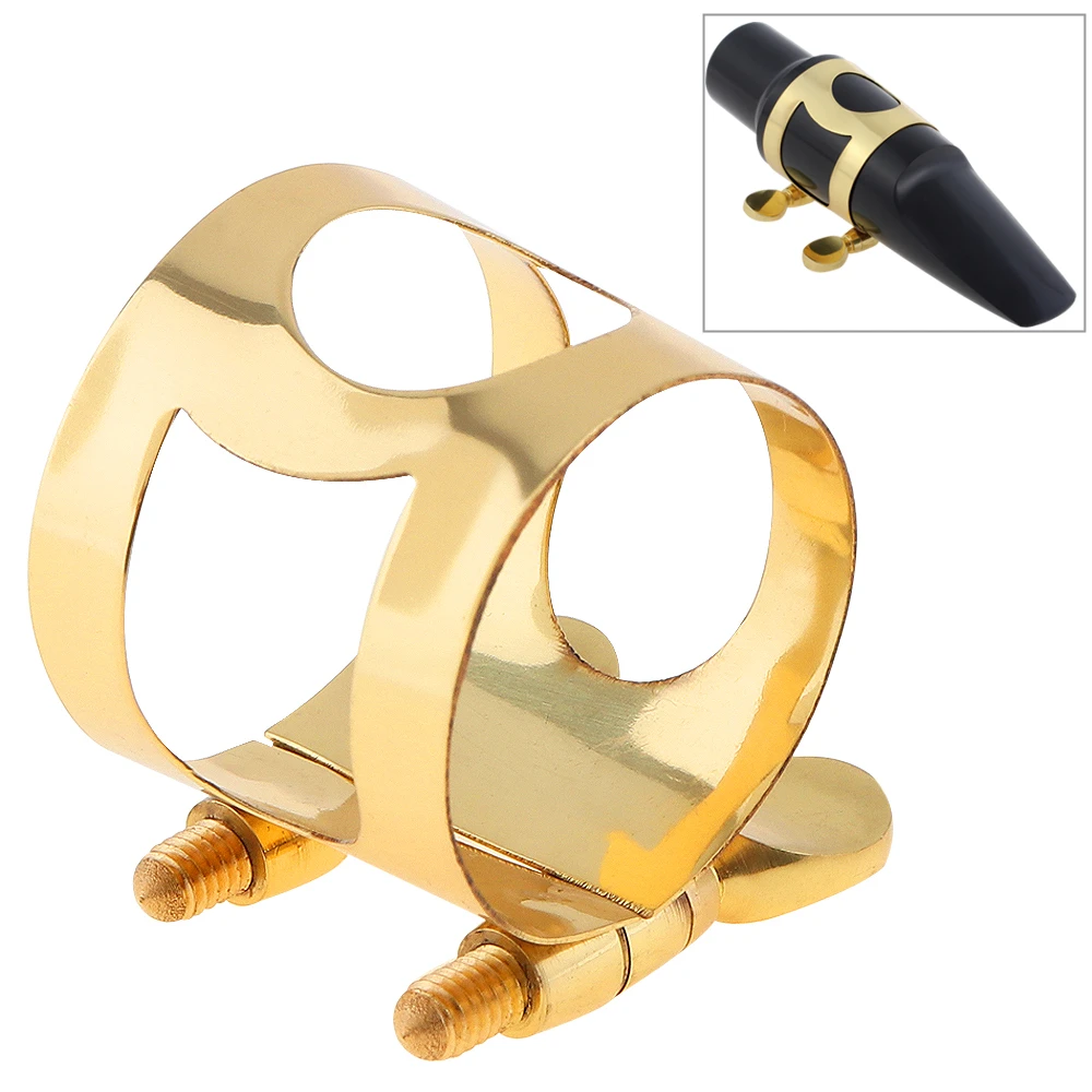 

Alto Saxophone Mouthpiece Ligature Durable Gold-plated Brass Ligature Fastener for Rubber Alto Saxophone