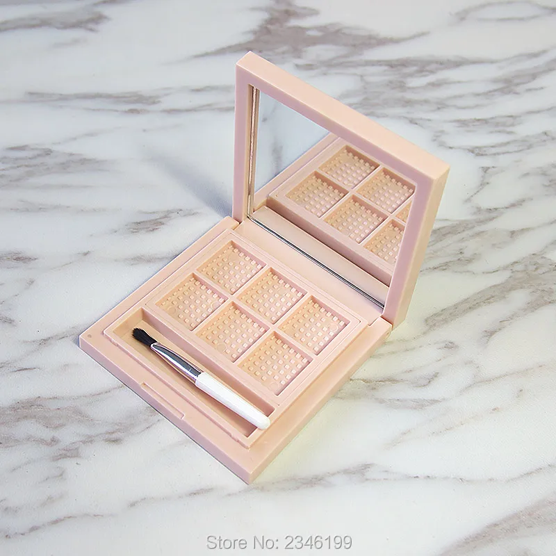 

30pcs/lot New Arrival Fashion Eyeshadow Powder Case with Mirror, 6grids DIY Square Lipstick Compact, Empty Pink Blush Subpackage
