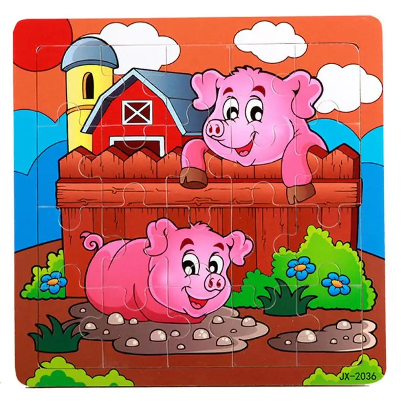 Деревянные животные деревянные головоломки Обучающие Развивающие детские игрушки детям Обучение игрушки для детей 0813