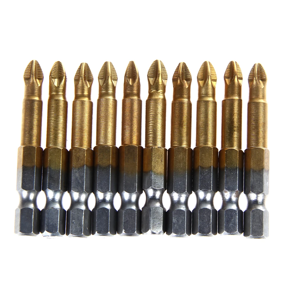 

New 10 pcs PH2 Anti Slip Electric Screwdriver Bits Single Side Magnetic Hex Shank S2 Steel for Cordless Drills / Screwdrivers