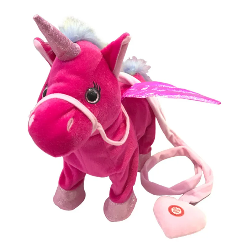 Смешно ходить единорог плюшевые игрушки электронная, поющая кукла скручивания Животные музыкальные игрушки для детей рождественские подарки - Цвет: Red